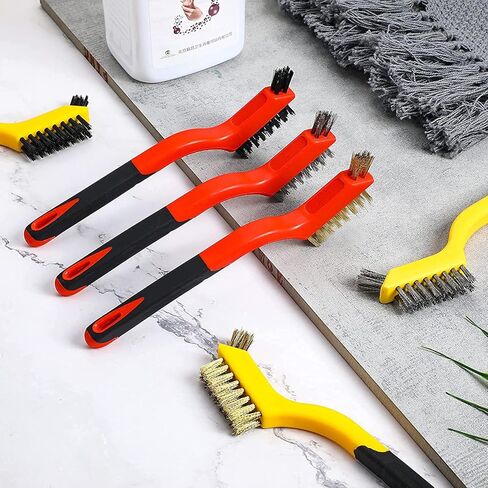 Wire Brush Set, 6 Pcs Brass/Stainless Steel/Nylon Wire Brushes for Cleaning Rust, Removing Welding Slag, Dirt and Other Hidden Corners 7 inch in Saudi Arabia
