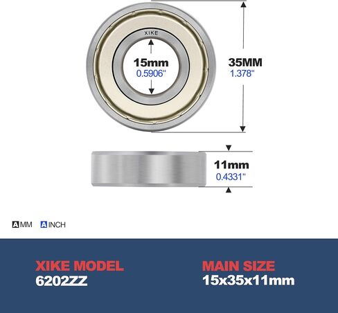 XiKe 10 قطع 6202ZZ محامل ختم معدنية مزدوجة 15x35x11 مم، أداء مستقر ومشحم مسبقًا وفعالة من حيث التكلفة، محامل كروية ذات أخدود عميق. in Kuwait