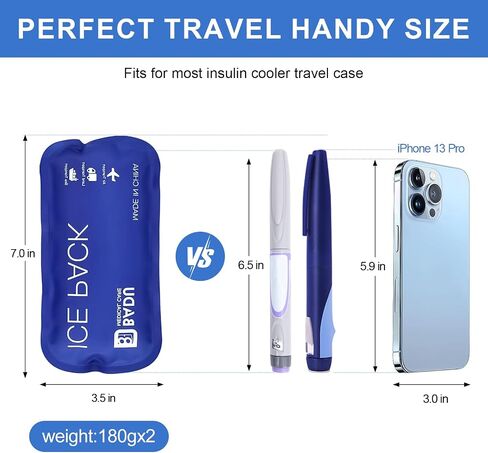Reusable Cooler Ice Packs 180g for Diabetic Insulin Cooler Case Bag（2 Packs） in Saudi Arabia