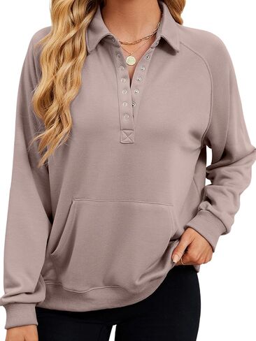 TAKEYAL Oversized Sweatshirt for Women Fall 2024 Long Sleeve Casual Loose Henley Pullover Tops in Saudi Arabia