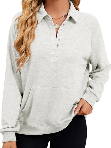TAKEYAL Oversized Sweatshirt for Women Fall 2024 Long Sleeve Casual Loose Henley Pullover Tops in Saudi Arabia