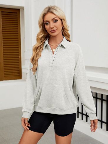 TAKEYAL Oversized Sweatshirt for Women Fall 2024 Long Sleeve Casual Loose Henley Pullover Tops in Saudi Arabia