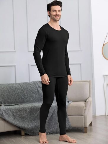 URATOT 3 Sets Men's Thermal Underwear Set Fleece Lined Long Johns Thermal Underwear Base Layer Set for Men Cold Winter in Kuwait