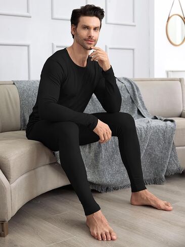 URATOT 3 Sets Men's Thermal Underwear Set Fleece Lined Long Johns Thermal Underwear Base Layer Set for Men Cold Winter in Kuwait