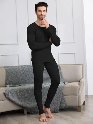 URATOT 3 Sets Men's Thermal Underwear Set Fleece Lined Long Johns Thermal Underwear Base Layer Set for Men Cold Winter in Kuwait