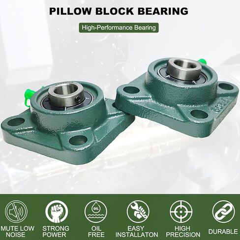 2 Pack UCF207-22 Pillow Block Bearing – Square Flange 4 Bolt Mounted Pillow Block Bearings – Bearing Steel Bearings with 1-3/8"" Bore, Self-aligning Bearings with Solid Cast Iron Base in Kuwait