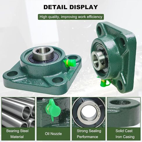 2 Pack UCF207-22 Pillow Block Bearing – Square Flange 4 Bolt Mounted Pillow Block Bearings – Bearing Steel Bearings with 1-3/8"" Bore, Self-aligning Bearings with Solid Cast Iron Base in Kuwait