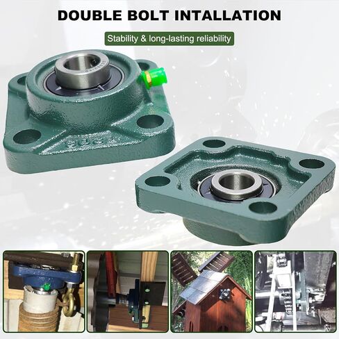 2 Pack UCF207-22 Pillow Block Bearing – Square Flange 4 Bolt Mounted Pillow Block Bearings – Bearing Steel Bearings with 1-3/8"" Bore, Self-aligning Bearings with Solid Cast Iron Base in Kuwait