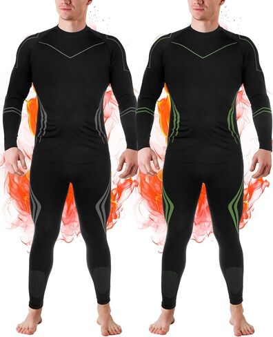 Patelai 2 Pack Men Thermal Underwear Set Mens Compression Quick Drying Warm Base Layer for Winter Skiing Hunting in Saudi Arabia