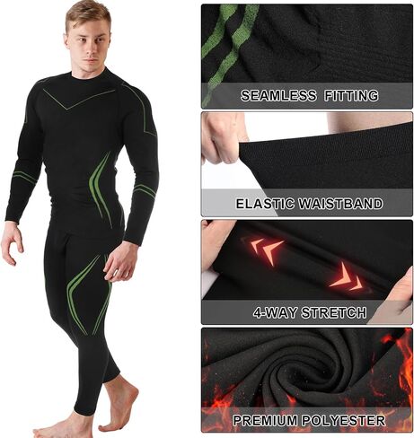 Patelai 2 Pack Men Thermal Underwear Set Mens Compression Quick Drying Warm Base Layer for Winter Skiing Hunting in Saudi Arabia