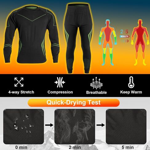 Patelai 2 Pack Men Thermal Underwear Set Mens Compression Quick Drying Warm Base Layer for Winter Skiing Hunting in Saudi Arabia