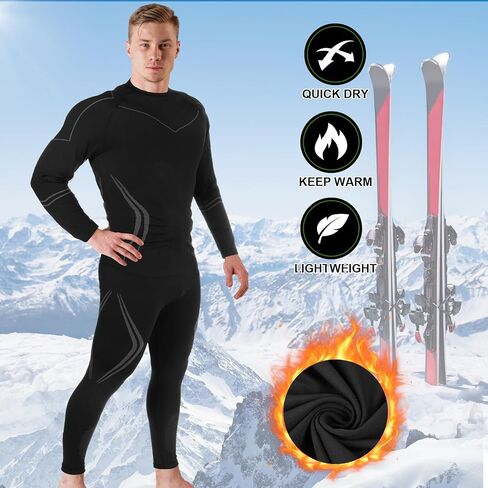 Patelai 2 Pack Men Thermal Underwear Set Mens Compression Quick Drying Warm Base Layer for Winter Skiing Hunting in Saudi Arabia
