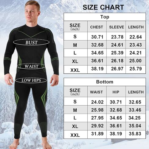 Patelai 2 Pack Men Thermal Underwear Set Mens Compression Quick Drying Warm Base Layer for Winter Skiing Hunting in Saudi Arabia