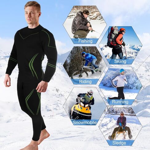 Patelai 2 Pack Men Thermal Underwear Set Mens Compression Quick Drying Warm Base Layer for Winter Skiing Hunting in Saudi Arabia