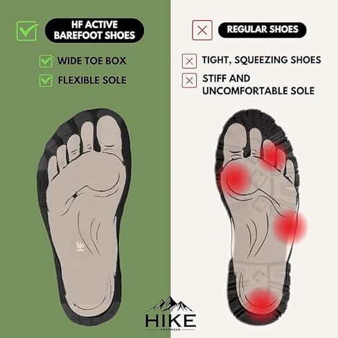 حذاء Hike Footwear-HF Active - حذاء حافي القدمين لأسلوب الحياة النشط وتخفيف الآلام، مع صندوق عريض عند الأصابع، مسامي (للجنسين) in Kuwait