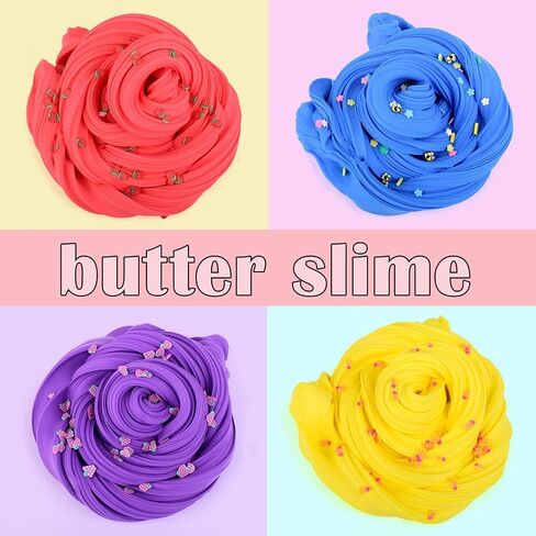 Two-Color Scented Slime, Funny Butter Slime, with 2 Fun Slime Add Ins, Pre-Made Slime for Kids, 6-12 Year Old Stress Relief Toys, Super Soft Party Favors Sludge Toy in Saudi Arabia