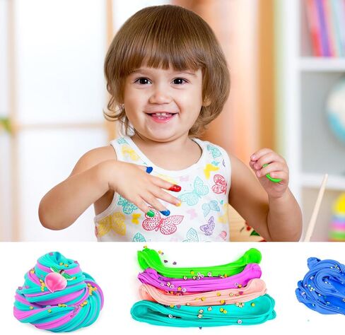 Two-Color Scented Slime, Funny Butter Slime, with 2 Fun Slime Add Ins, Pre-Made Slime for Kids, 6-12 Year Old Stress Relief Toys, Super Soft Party Favors Sludge Toy in Saudi Arabia
