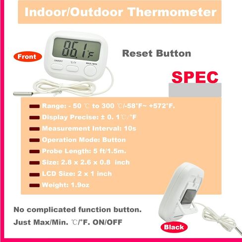 Small Digital Thermometer TA358 Celsius/Fahrenheit Temperature Indoor/Outdoor Meter Gauge with 5ft/1.5M Probe Sensor in Saudi Arabia