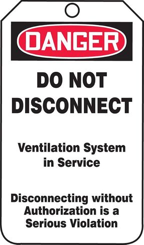 علامة المساحة المحصورة Accuform TCS315CTM PF-Cardstock، Legend "Danger DO NOT Disconnect Ventilation"، طول 5.75 بوصة × عرض 3.25 بوصة × سمك 0.010 بوصة، أحمر/أسود على أبيض (عبوة من 5) in Saudi Arabia