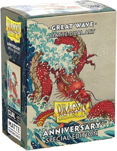 أكمام Dragon Shield - إصدار خاص غير لامع مزدوج الفن: Great Wave - 100CT أكمام بطاقات مزدوجة غير لامعة - متوافقة مع Magic The Gathering وPokemon وYugioh TCG & LCG - محمل علوي in Saudi Arabia