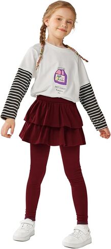 Resinta 3 Packs Girls Leggings with Skirt Cotton Ruffle Skirt Pants Warm Tutu Leggings for Girls in Kuwait