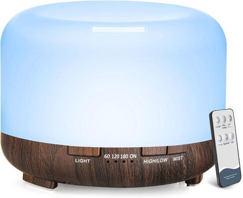 YIKUBEE Diffuser, 500ML Essential Oil Diffuser, Humidifiers for Bedroom Baby, Diffusers for Home, Aromatherapy Diffuser, Humidifier with Remote Control, Diffusers for Essential Oils in Saudi Arabia