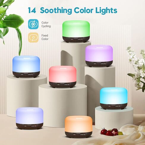 YIKUBEE Diffuser, 500ML Essential Oil Diffuser, Humidifiers for Bedroom Baby, Diffusers for Home, Aromatherapy Diffuser, Humidifier with Remote Control, Diffusers for Essential Oils in Saudi Arabia