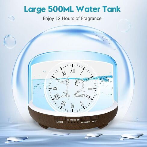 YIKUBEE Diffuser, 500ML Essential Oil Diffuser, Humidifiers for Bedroom Baby, Diffusers for Home, Aromatherapy Diffuser, Humidifier with Remote Control, Diffusers for Essential Oils in Saudi Arabia
