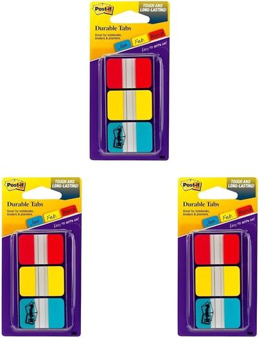 Post-it Tabs, 1 inch Solid, Red, Yellow, Blue, 12 Tabs/Color, 36 Tabs/On-the-Go Dispenser (686-RYBT) in Saudi Arabia