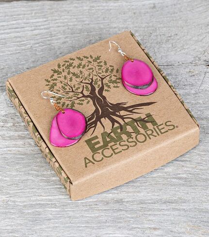 Lightweight Boho Earrings for Women | Tagua Nut, Surgical Stainless Steel, Drop Dangle Earrings | Eco-Friendly in Kuwait