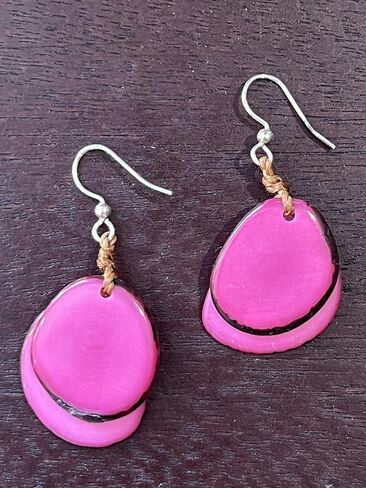 Lightweight Boho Earrings for Women | Tagua Nut, Surgical Stainless Steel, Drop Dangle Earrings | Eco-Friendly in Kuwait
