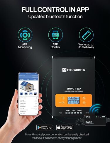 [𝗨𝗽𝗴𝗿𝗮𝗱𝗲𝗱]ECO-WORTHY Solar Charge Controller 30A Solar Panel Custom Battery Regulator, Dual USB Port Auto 12V/24V PWM for FLD/LiFePO4/SLD/GEL in Saudi Arabia