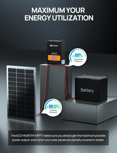 [𝗨𝗽𝗴𝗿𝗮𝗱𝗲𝗱]ECO-WORTHY Solar Charge Controller 30A Solar Panel Custom Battery Regulator, Dual USB Port Auto 12V/24V PWM for FLD/LiFePO4/SLD/GEL in Saudi Arabia