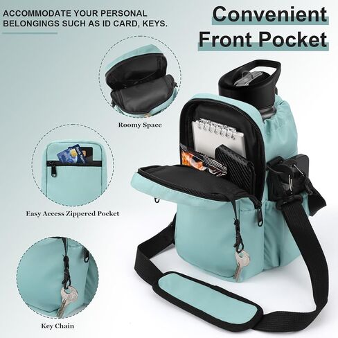 Water Bottle Holder with Strap, 32/40oz Insulation Water Bottle Carrier Bag with Phone Pocket, Water Bottle Sling Bag Crossbody Water Bottle Holder for Hiking Walking in Saudi Arabia