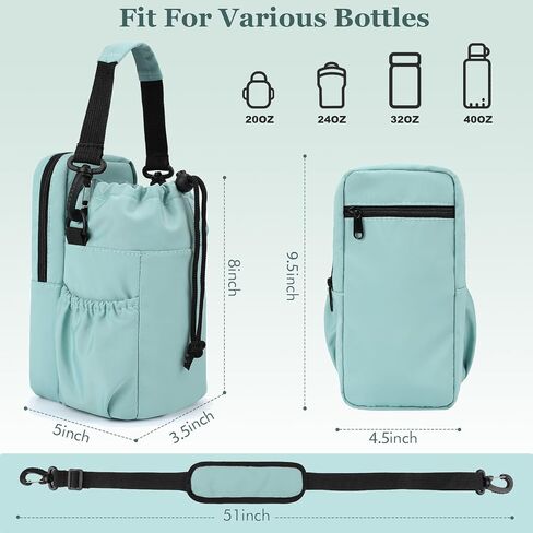 Water Bottle Holder with Strap, 32/40oz Insulation Water Bottle Carrier Bag with Phone Pocket, Water Bottle Sling Bag Crossbody Water Bottle Holder for Hiking Walking in Saudi Arabia