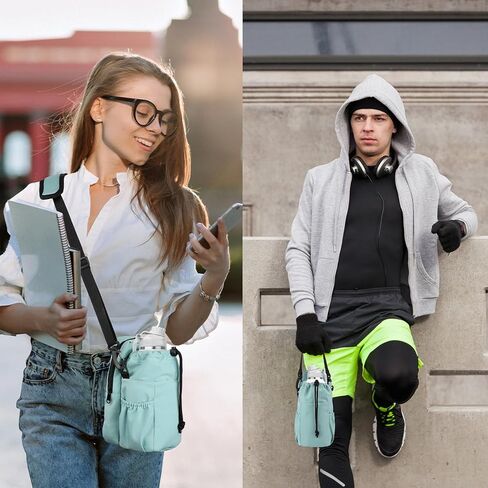 Water Bottle Holder with Strap, 32/40oz Insulation Water Bottle Carrier Bag with Phone Pocket, Water Bottle Sling Bag Crossbody Water Bottle Holder for Hiking Walking in Saudi Arabia