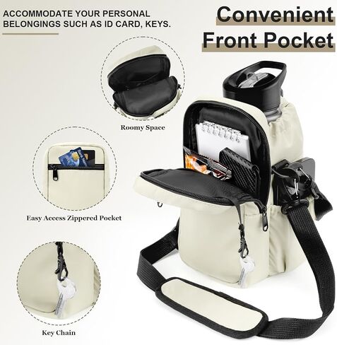Water Bottle Holder with Strap, 32/40oz Insulation Water Bottle Carrier Bag with Phone Pocket, Water Bottle Sling Bag Crossbody Water Bottle Holder for Hiking Walking in Saudi Arabia
