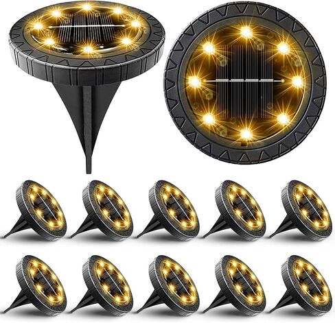 Solar Powered Ground lights 12 Pack,Waterproof LED Solar Lights Outdoor Solar Disk Lights Decorative,Solar Garden Lights for Landscape Pathway Patio Yard Walkway Path Lawn Driveway Lighting Warm White in Saudi Arabia
