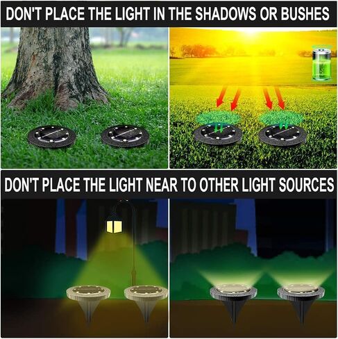 Solar Powered Ground lights 12 Pack,Waterproof LED Solar Lights Outdoor Solar Disk Lights Decorative,Solar Garden Lights for Landscape Pathway Patio Yard Walkway Path Lawn Driveway Lighting Warm White in Saudi Arabia
