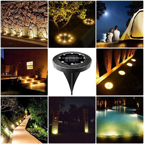 Solar Powered Ground lights 12 Pack,Waterproof LED Solar Lights Outdoor Solar Disk Lights Decorative,Solar Garden Lights for Landscape Pathway Patio Yard Walkway Path Lawn Driveway Lighting Warm White in Saudi Arabia
