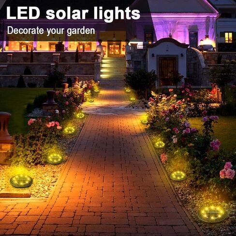 Solar Powered Ground lights 12 Pack,Waterproof LED Solar Lights Outdoor Solar Disk Lights Decorative,Solar Garden Lights for Landscape Pathway Patio Yard Walkway Path Lawn Driveway Lighting Warm White in Saudi Arabia