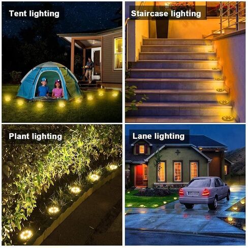 Solar Powered Ground lights 12 Pack,Waterproof LED Solar Lights Outdoor Solar Disk Lights Decorative,Solar Garden Lights for Landscape Pathway Patio Yard Walkway Path Lawn Driveway Lighting Warm White in Saudi Arabia