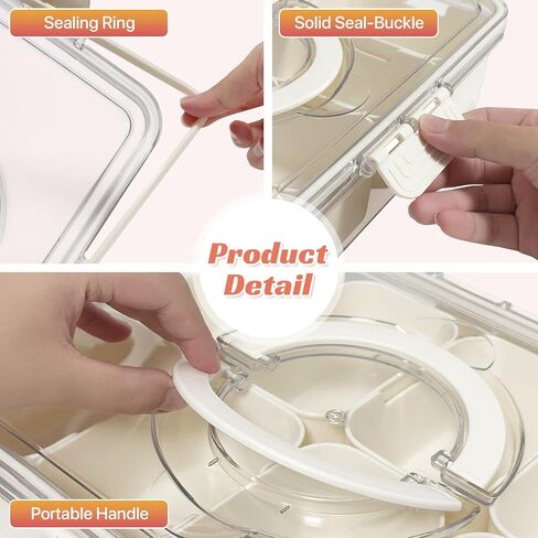 Snackle Box Container Divided Serving Tray with Lid and Handle, 8-Compartment Snack Box for Fruit, Veggies, Portable Snack Container for Home, Party & Campingsnack containers in Saudi Arabia