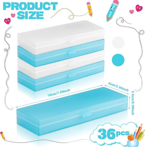 36 Pieces Frosted Plastic Pencil Box Clear Colored Plastic Pencil Case 4 Colors Hard Pencil Holder with Lid and Snap Closure Bulk for School Office Stationery Pens Organizer Storage Supplies in Saudi Arabia
