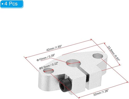 PATIKIL SHF8 Aluminum Linear Motion Rod Rail Clamping Guide Support, 4 Pcs for 8mm Dia Shaft in Kuwait