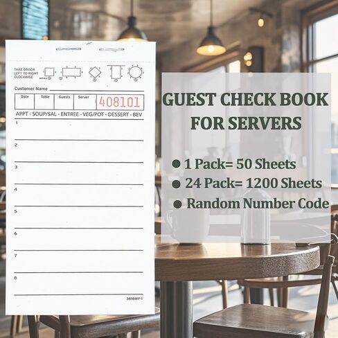 Guest Checks Server Note Pads 6 Pack 300 Orders, White Guest Check Pads for Servers, Waitress Notepad for Restaurant Business in Saudi Arabia