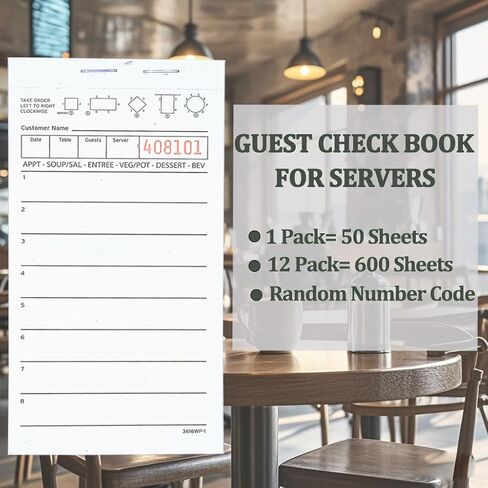 Guest Checks Server Note Pads 6 Pack 300 Orders, White Guest Check Pads for Servers, Waitress Notepad for Restaurant Business in Saudi Arabia