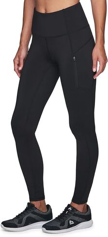 RBX Fleece Lined Leggings for Women, Full Length Outdoor Fleece Legging with Zipper Pockets for Running, Hiking in Kuwait