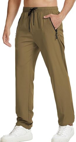 Surenow Men's Athletic Running Sweatpants Lightweight Stretch Jogger Track Pants Tapered Workout Gym Pants with Zipper Pocket in Saudi Arabia