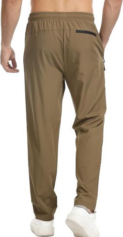 Surenow Men's Athletic Running Sweatpants Lightweight Stretch Jogger Track Pants Tapered Workout Gym Pants with Zipper Pocket in Saudi Arabia